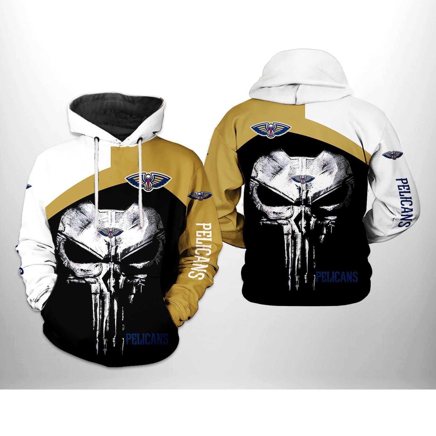 New Orleans Pelicans Skull Punisher Hoodie